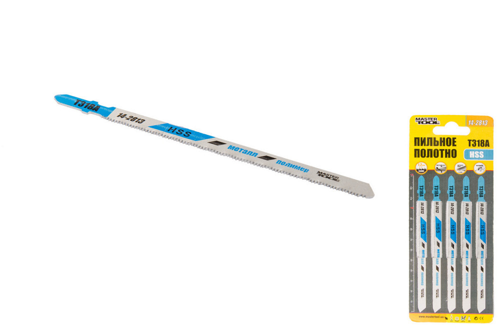 Полотно пильное для лобзика MASTERTOOL T318A 5 шт металл чистый прямой рез 21TPI/132 мм 14-2813 Харків - зображення 1
