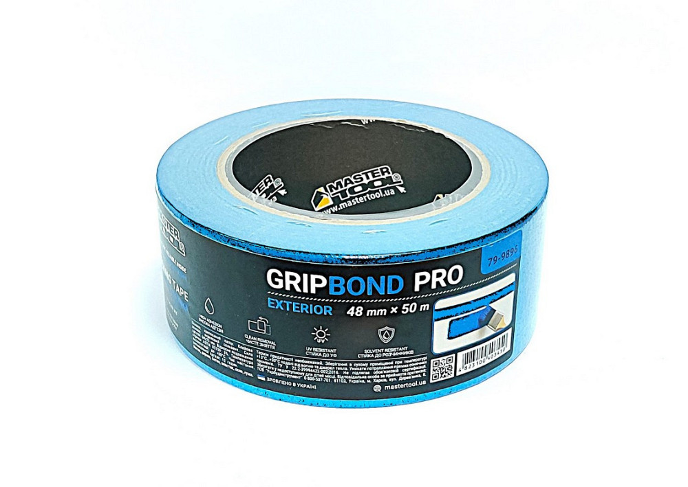 Лента малярная для фасадных работ MASTERTOOL GripBond Pro Exterior 48 мм×50 м синяя 79-9896 Харьков - изображение 7