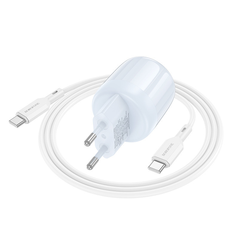 СЗУ Borofone BA94A Lustrous PD30W+QC3.0 (1USB-A/1C) + кабель Type-C to Type-C Херсон - изображение 2