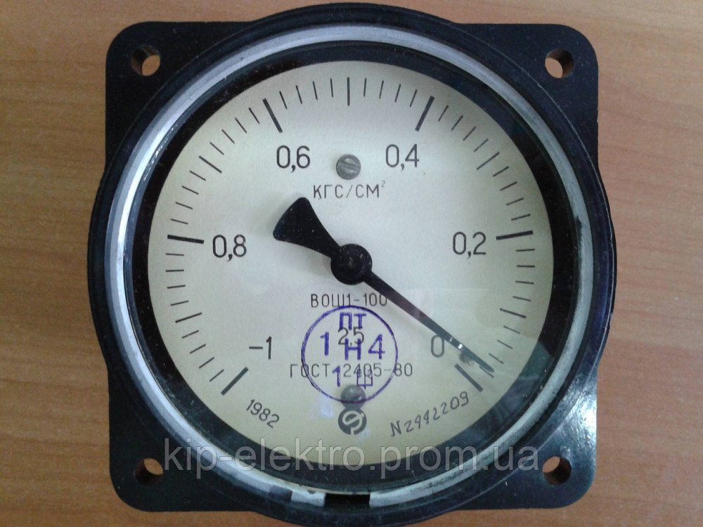 Вакуумметр показывающий ВОШ1-100 (ВОШ-1-100, ВОШ, ВОШ100, ВОШ 100) - осевой штуцер (ОШ), с фланцем Київ - зображення 1