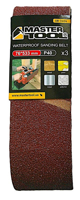 Лента шлифовальная MASTERTOOL зерно 40 76×533 мм 3 шт 08-3404 Харків - зображення 1