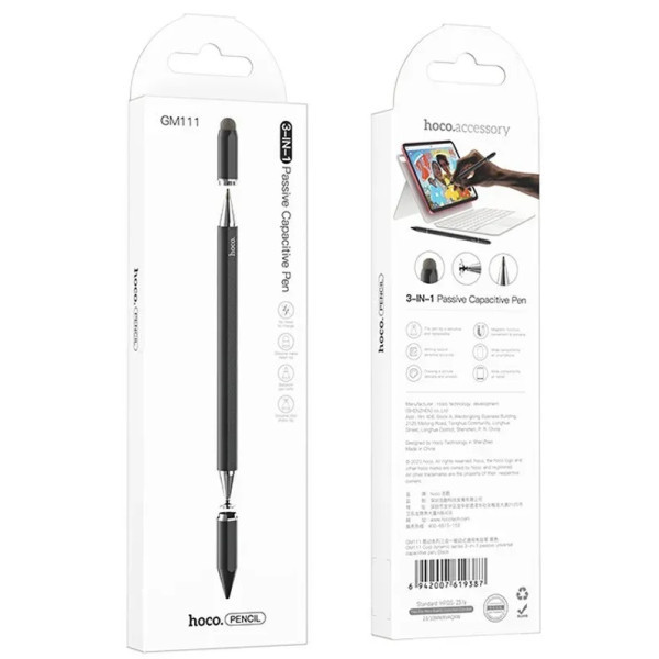 Стилус Hoco GM111 Cool Dynamic series 3in1 Passive Universal Capacitive Pen Black (Код товару:39473) Харьков - изображение 4