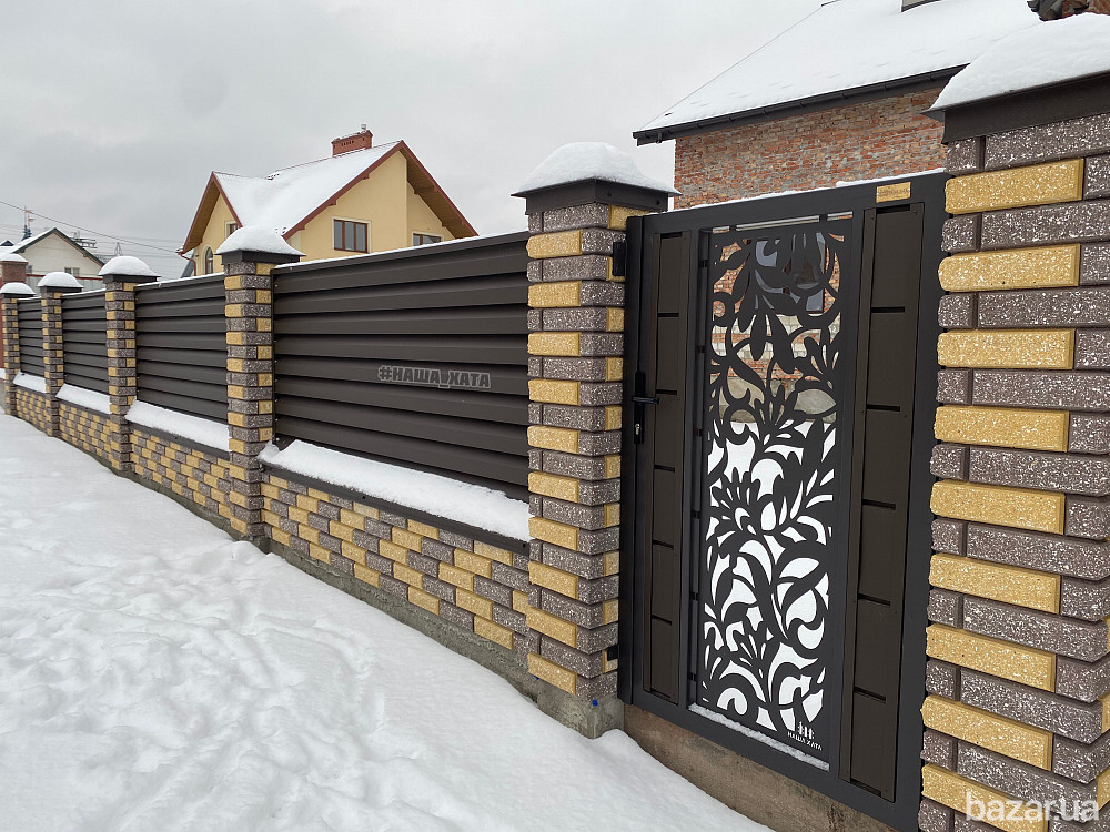 Гарний паркан та сучасна огорожа для будинку, котеджу, ціна паркану металевого з установкою. Одеса - зображення 4