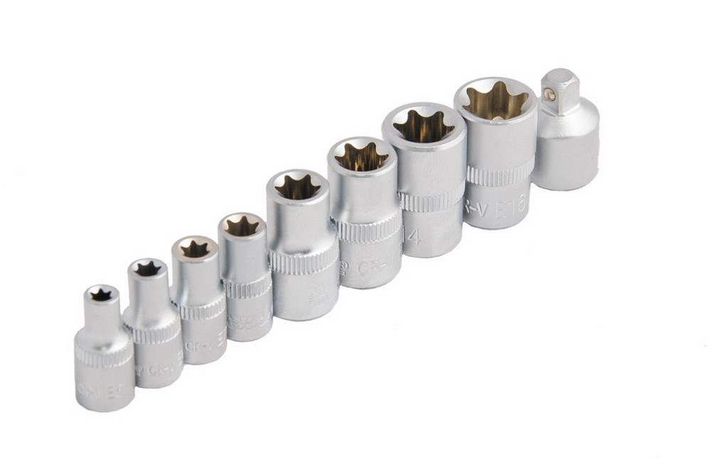 Набор головок торцевых E-TORX MASTERTOOL ¼" E5-E8 ⅜" E10-E16 CrV 9 шт 78-1409 Харків - зображення 1
