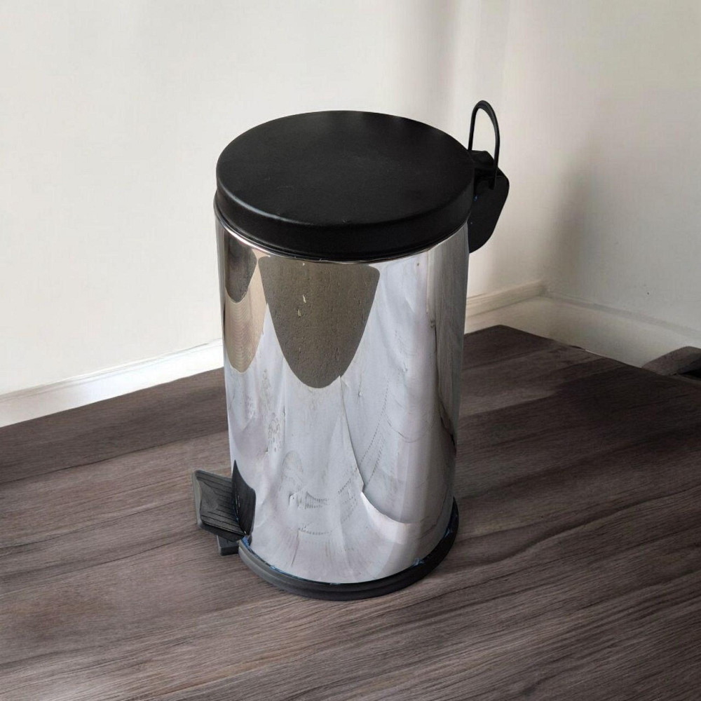 Урна из нержавеющей стали,40 л, глянец, пластиковая крышка 0112p Київ - зображення 1