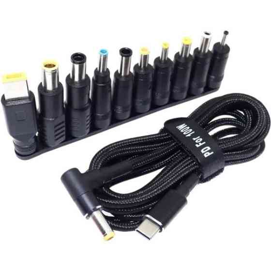 DM Кабель живлення Type-C to DC 5.5x2.5 + набір перехідників 10-in-1 Black Харків