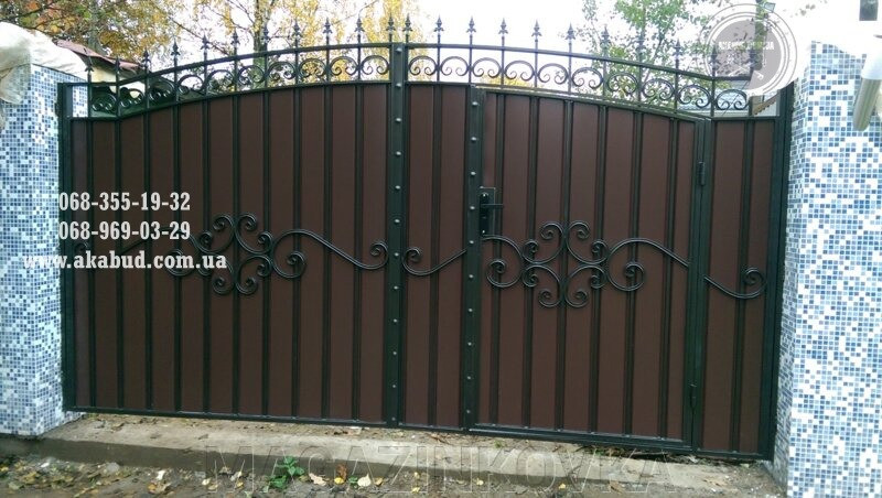 Розпашні ворота, відкатні ворота, навіси, хвіртки, козирки, балконні огорожі, паркани з профлиста Кривий Ріг - зображення 3