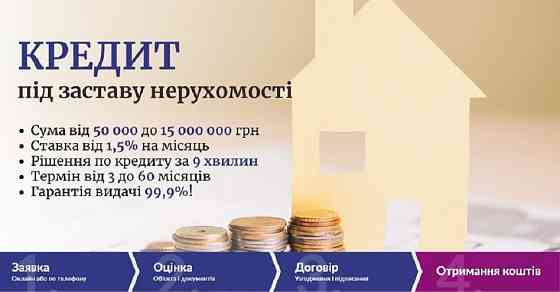 Кредит до 15 000 000 грн без довідки про доходи під заставу квартири Київ