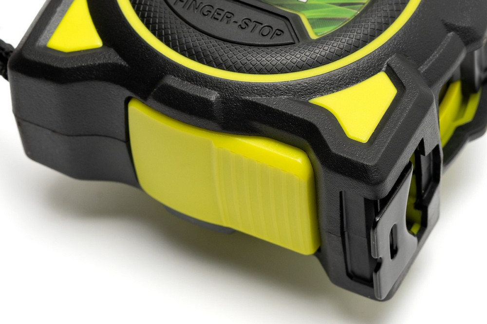 Рулетка WERTVOLL 8 м х 27 мм фиксатор полотна кнопка STOP покрытие TPR нейлоновое покрытие противоск Харків - зображення 4