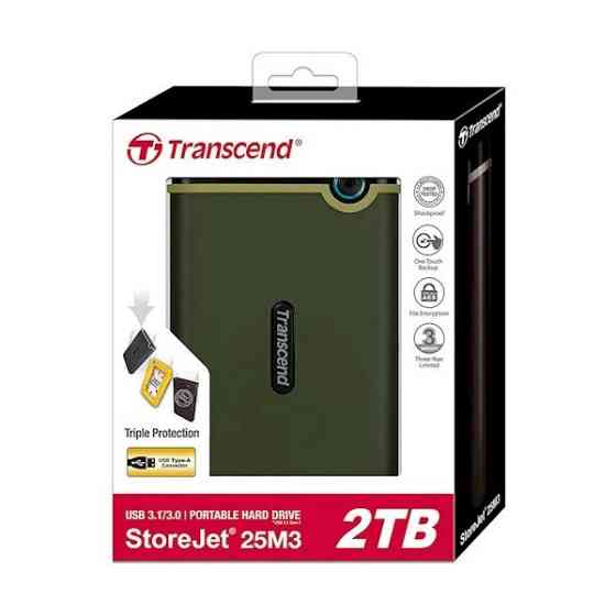 Накопичувач зовнішній HDD 2.5 USB 2.0TB Transcend StoreJet 25M3 Military Green Slim (TS2TSJ25M3G) Харків