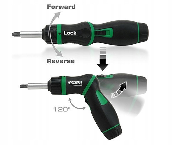 Набор торцевых головок и бит TOPTUL 1/4" с трещоточной отверткой GAAI5401 Харьков - изображение 4