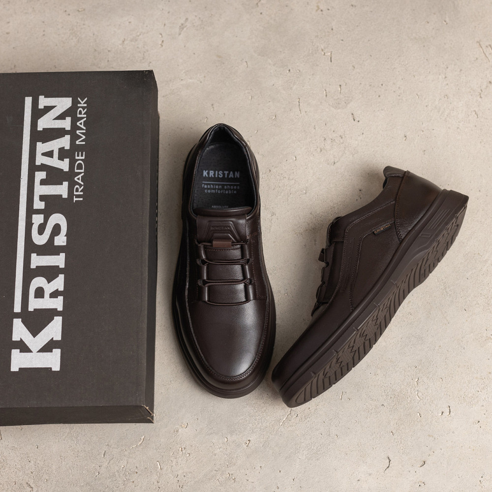 Мужские кожаные туфли Kristan dark chocolate Київ - зображення 7
