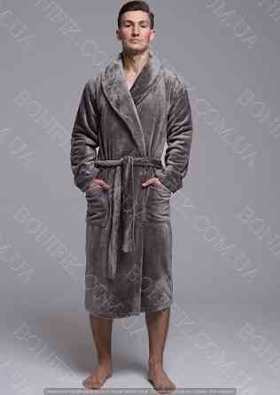Мужской серый халат велсофт (90054) (арт. 1202) Кривий Ріг