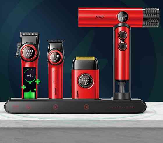 Комплект длят стрижки VGR STEPLERSS PRO 4 IN 1 RED красный Киев