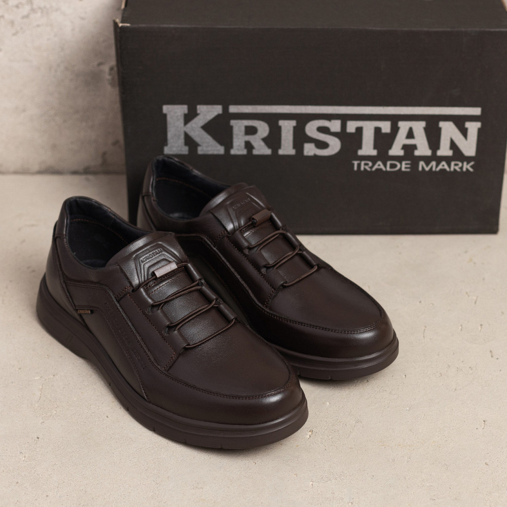 Мужские кожаные туфли Kristan dark chocolate Київ - зображення 6