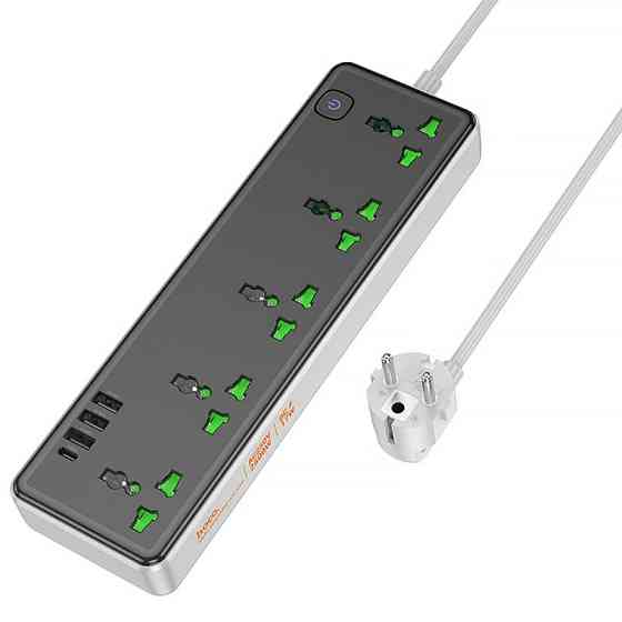 Удлинитель Hoco AC13A Safety Socket (3USB-A/1C/5xSocket) (1.5m) Херсон
