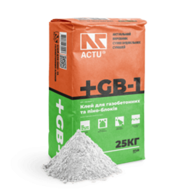 Клейова Суміш для Піно - Газоблоку Кирпич "ACTU" GB-1 25кг Бориспіль - зображення 1