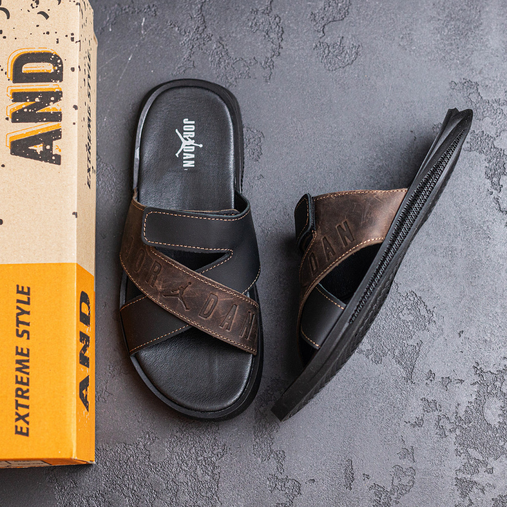 Мужские кожаные  летние шлепанцы-сланцы Jordan Київ - зображення 10