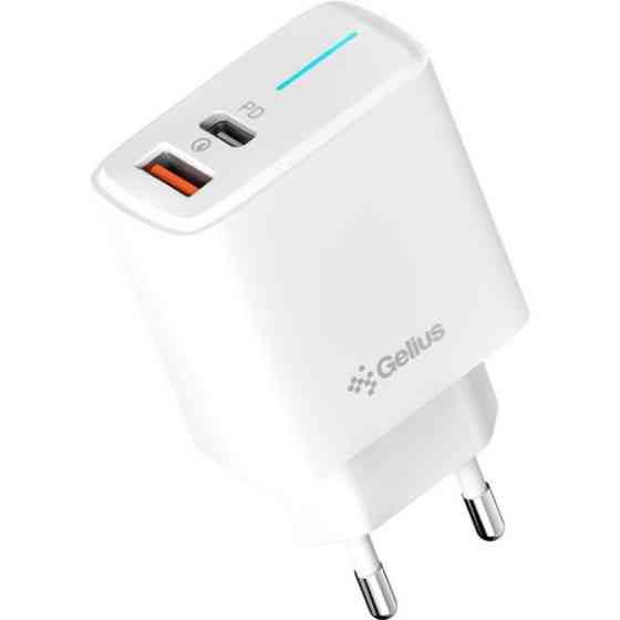 Мережевий зарядний пристрій Gelius Genesis Radiance GP-HC058 25W USB+Type-C QC PD White (Код товару: Харків