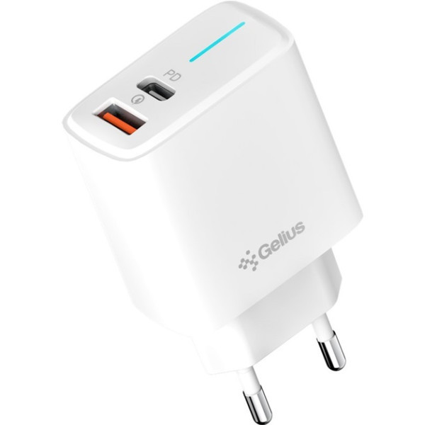 Мережевий зарядний пристрій Gelius Genesis Radiance GP-HC058 25W USB+Type-C QC PD White (Код товару: Харьков - изображение 2