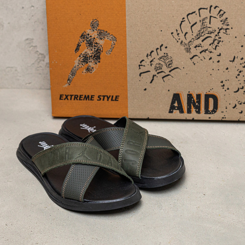 Мужские кожаные  летние шлепанцы-сланцы Jordan Київ - зображення 6