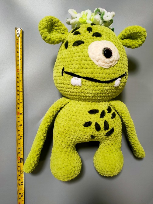 Монстрик зелений добрий та веселий іграшка м'яка в'язана ручна робота Нововолынск - изображение 3