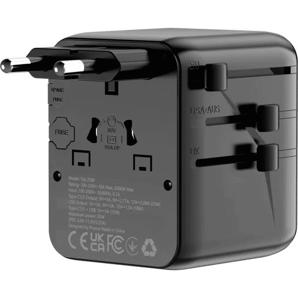 Мережевий перехідник Proove Trip 25W Black (TATL25310001) Харків - зображення 8