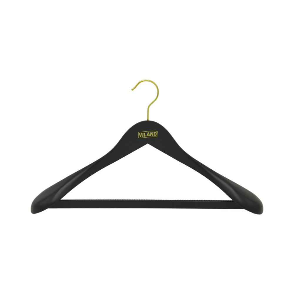 Вешалка для тяжелой одежды с рез.лентой на перекладине, черная, 43,0 х 6,5 см, VILAND 24600B Київ - зображення 1
