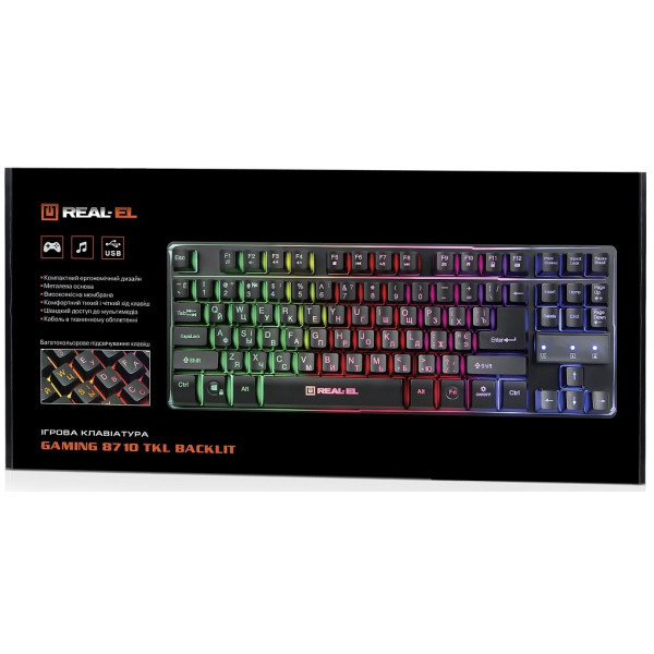 Клавіатура REAL-EL Gaming 8710 TKL USB Black (EL123100030) Харків - зображення 7