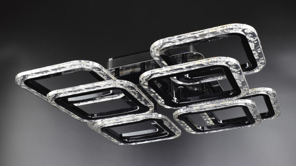 Люстра стельова LED з пультом A2517/4+4XS-bk Чорний 11х46х46 см. Київ - зображення 1