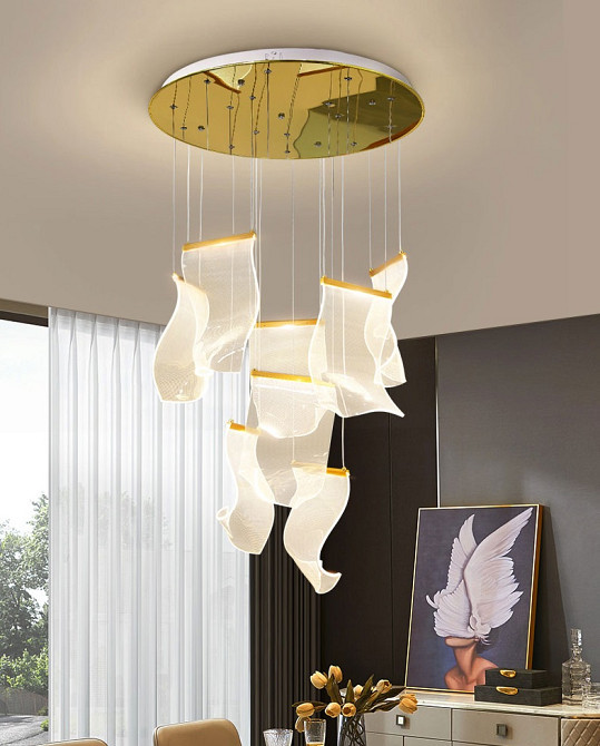 Люстра стельова LED JU84/1-250*400-k Латунь 45-200х5х30 см. Київ - зображення 1