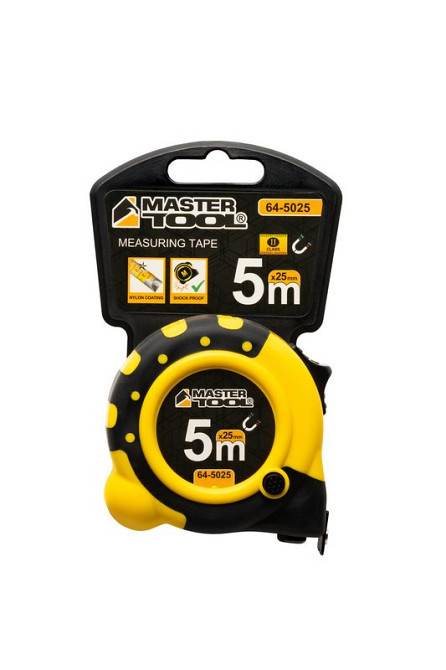 Рулетка MASTERTOOL 5 м х 25 мм с магнитами 2 фиксатора кнопка STOP покрытие TPR нейлоновое покрытие  Харьков - изображение 8