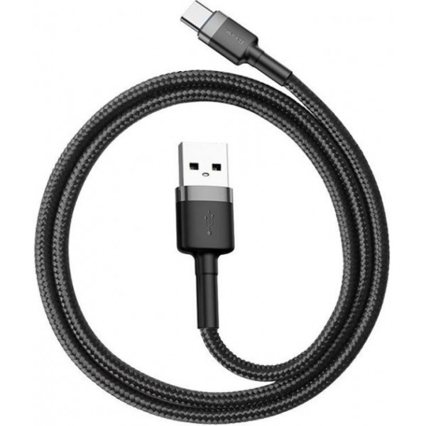 Кабель Baseus Cafule USB to Type-C 3A 0.5m Gray/Black (CATKLF-AG1) Харків - зображення 1
