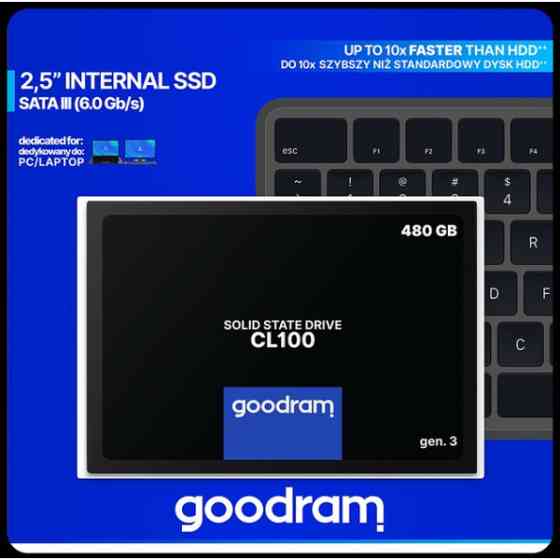 Накопичувач SSD 480GB Goodram CL100 GEN.3 2.5" SATAIII TLC (SSDPR-CL100-480-G3) (Код товару:43152) Харків