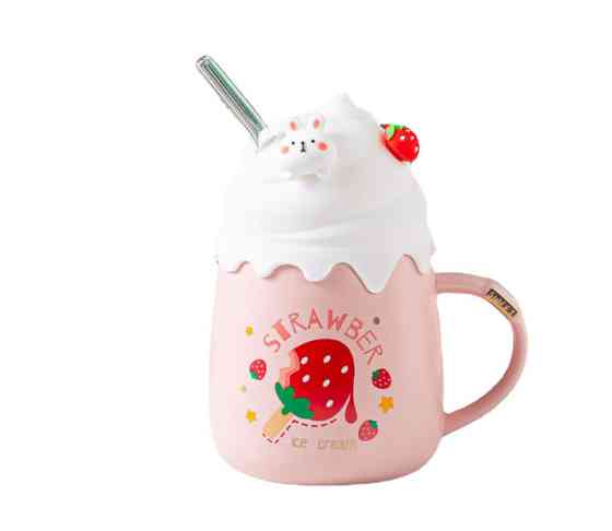 Кружка з кришкою та трубочкою Strawberry ice cream 3 7853 400 мл Киев