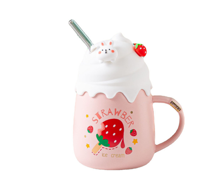 Кружка з кришкою та трубочкою Strawberry ice cream 3 7853 400 мл Київ - зображення 1