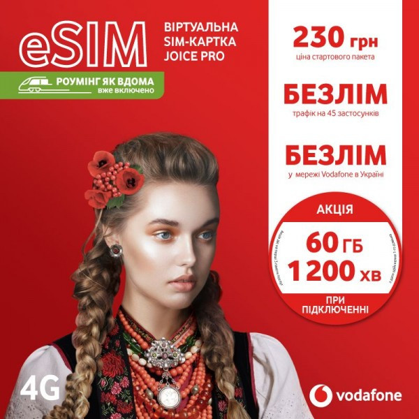 Стартовий пакет Vodafone Joice Pro eSIM (Код товару:29976) Харьков - изображение 2