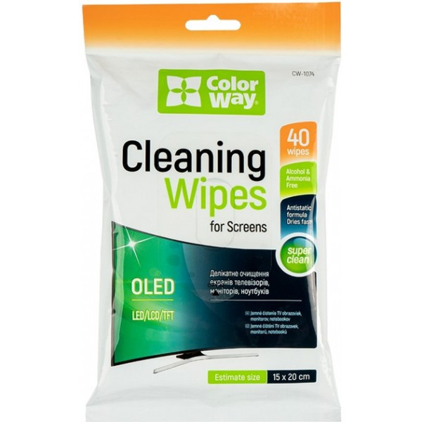 Серветки ColorWay (CW-1074) для очищення LCD та TFT 40шт Харків - зображення 1