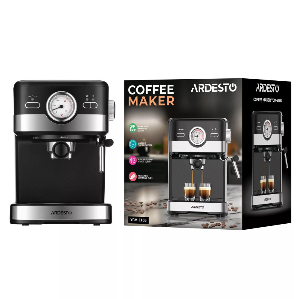 Кофеварка рожковая Ardesto YСM-E16B 1100 Вт черная Киев - изображение 10