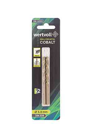 Сверло для металла WERTVOLL HSS 5.0х86 мм COBALT DIN 338 набор 2 шт DR-5050 Харків