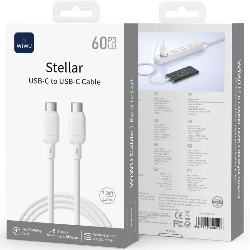 Дата кабель WIWU C090 Stellar Type-C to Type-C 60W (1m) Херсон - зображення 3