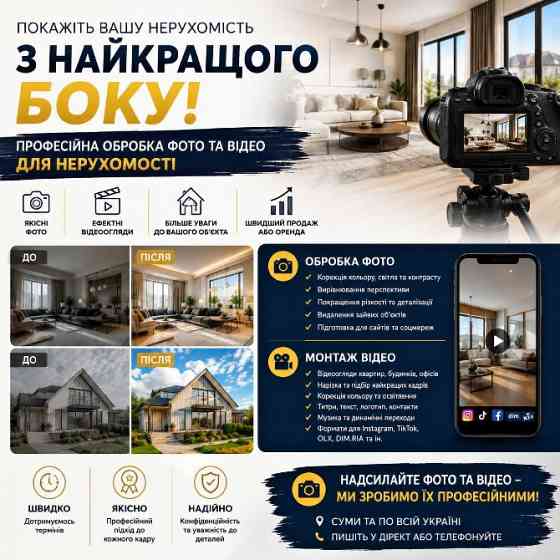 Фото та відео для продажу об'єктів нерухомості Сумы