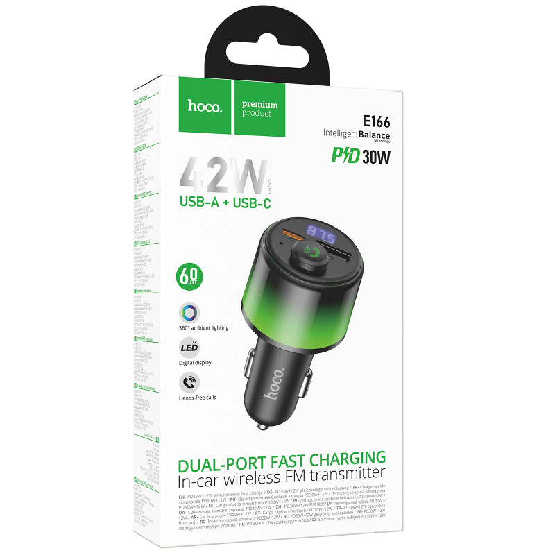 АЗУ FM модулятор Hoco E166 Path PD42W+QC3.0 (1USB-A/1C) Херсон - зображення 2