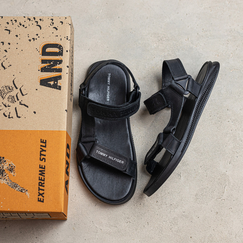 Мужские кожаные сандалии Tommy Hilfiger Black Киев - изображение 10