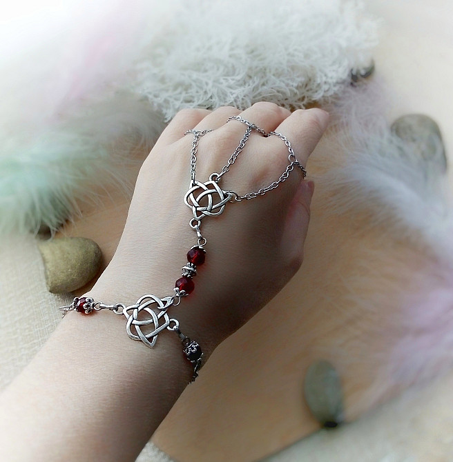 Кігті накладні нігті слейв браслет червоний Бордовий ланцюжки етно стиль танці виступ на руку готика Луцьк - зображення 4