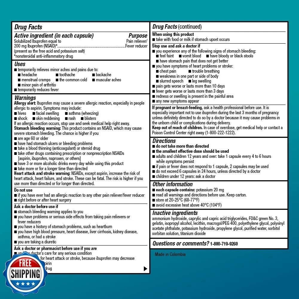 Amazon Basic Care Ibuprofen 200 мг, 160 капсул. Тернополь - изображение 4