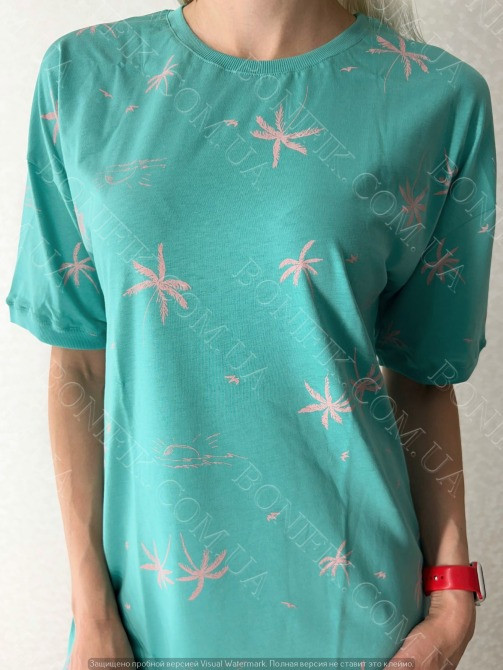 Женское бирюзовое платье с принтом пальм "Breezy Escapes" (12025) (арт. 1780) Кривий Ріг - зображення 2