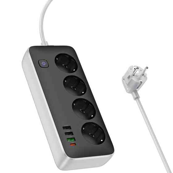 Удлинитель Hoco AC22 Sunlight (PD30W/1C/3A/4xSocket) (1.5m) Херсон