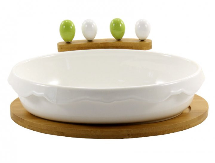 Блюдо на бамбуковій підставці Interos PJ02547-90774 24 см Київ - зображення 1