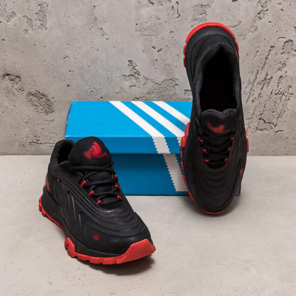 Мужские кожаные кроссовки Originals Ozelia Black&Red Киев - изображение 5